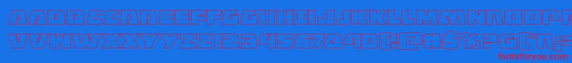 Eaglestrikeout-Schriftart – Rote Schriften auf blauem Hintergrund