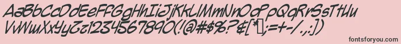 MightyZeoItalic-Schriftart – Schwarze Schriften auf rosa Hintergrund