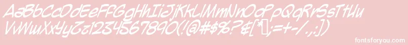 MightyZeoItalic-Schriftart – Weiße Schriften auf rosa Hintergrund