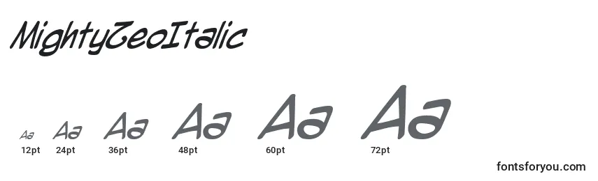 MightyZeoItalic Font Sizes