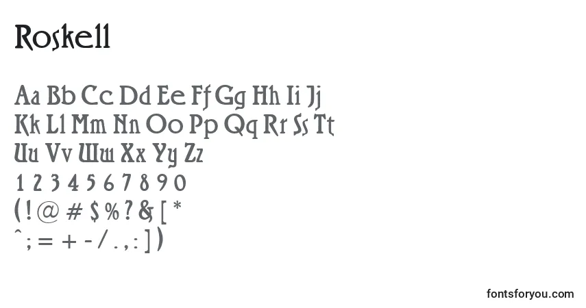 Шрифт Roskell – алфавит, цифры, специальные символы