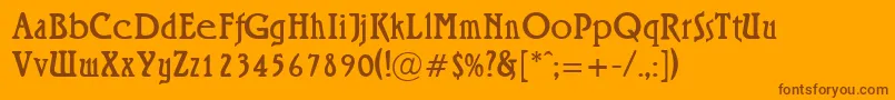 Roskell-Schriftart – Braune Schriften auf orangefarbenem Hintergrund