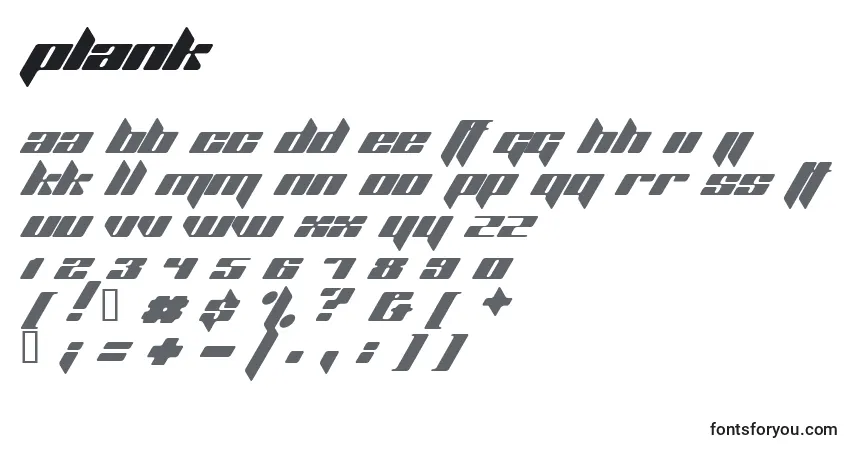 Шрифт Plank – алфавит, цифры, специальные символы