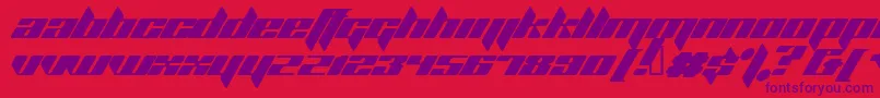 Plank Font – Purple Fonts on Red Background