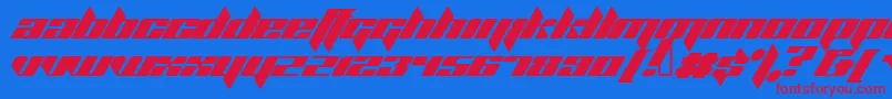 Plank Font – Red Fonts on Blue Background