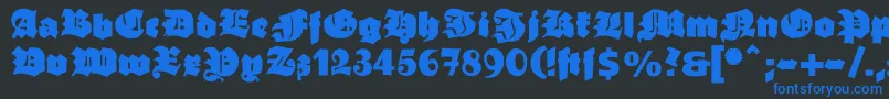 Ganzgrobegotisch Font – Blue Fonts on Black Background