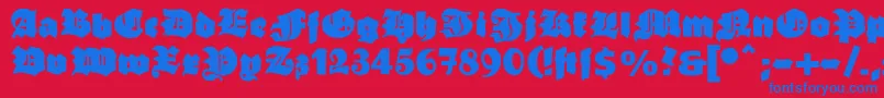 Ganzgrobegotisch Font – Blue Fonts on Red Background