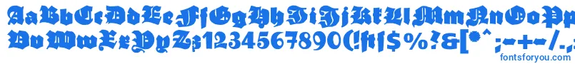 Ganzgrobegotisch-Schriftart – Blaue Schriften auf weißem Hintergrund