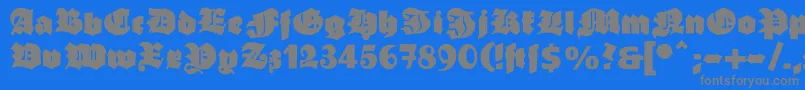 Ganzgrobegotisch-Schriftart – Graue Schriften auf blauem Hintergrund