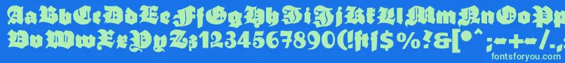 Ganzgrobegotisch Font – Green Fonts on Blue Background
