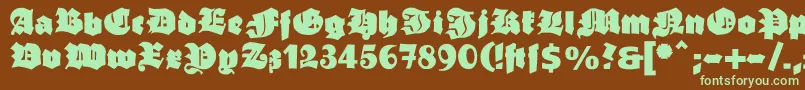 Ganzgrobegotisch Font – Green Fonts on Brown Background