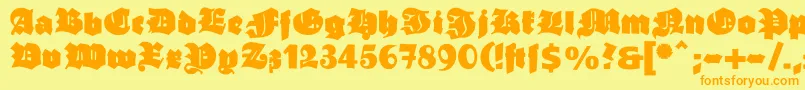 Ganzgrobegotisch Font – Orange Fonts on Yellow Background