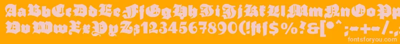 Ganzgrobegotisch Font – Pink Fonts on Orange Background