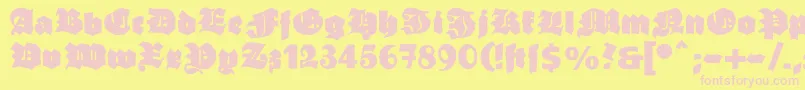 Ganzgrobegotisch Font – Pink Fonts on Yellow Background