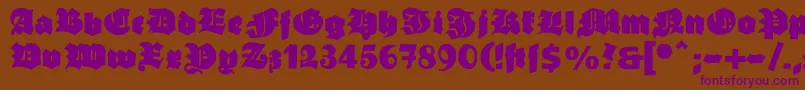 Ganzgrobegotisch-Schriftart – Violette Schriften auf braunem Hintergrund