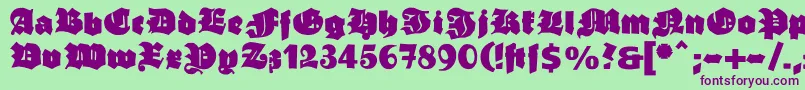 Ganzgrobegotisch-fontti – violetit fontit vihreällä taustalla