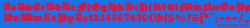 Ganzgrobegotischフォントについての詳細 フォントGanzgrobegotisch – 赤い文字の青い背景