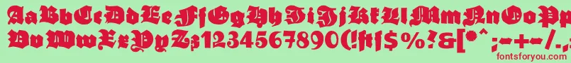 Ganzgrobegotisch Font – Red Fonts on Green Background