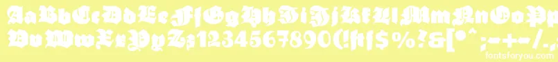 Ganzgrobegotisch-fontti – valkoiset fontit keltaisella taustalla