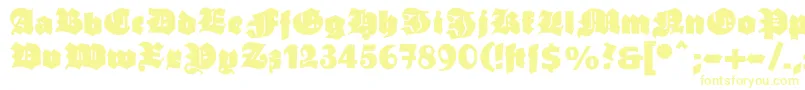 Ganzgrobegotisch-fontti – keltaiset fontit valkoisella taustalla