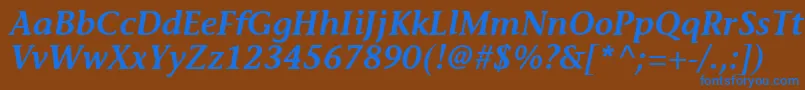 Шрифт MesouranCasualSsiSemiBoldItalic – синие шрифты на коричневом фоне