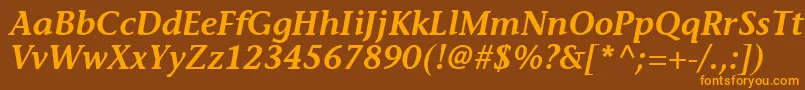 MesouranCasualSsiSemiBoldItalic Font – Orange Fonts on Brown Background