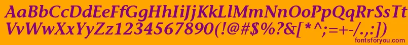 MesouranCasualSsiSemiBoldItalic-Schriftart – Violette Schriften auf orangefarbenem Hintergrund