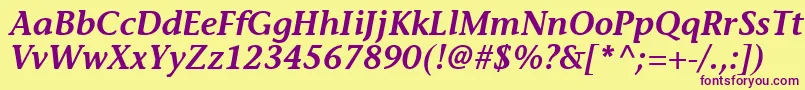MesouranCasualSsiSemiBoldItalic Font – Purple Fonts on Yellow Background