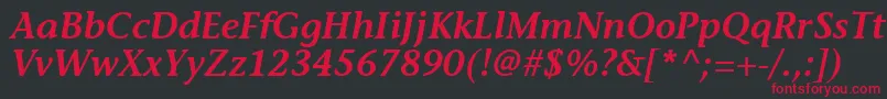 フォントMesouranCasualSsiSemiBoldItalic – 黒い背景に赤い文字