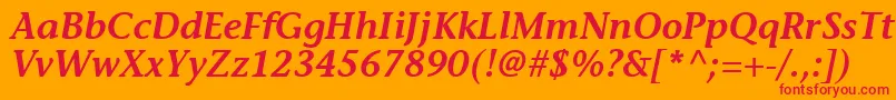 MesouranCasualSsiSemiBoldItalic Font – Red Fonts on Orange Background
