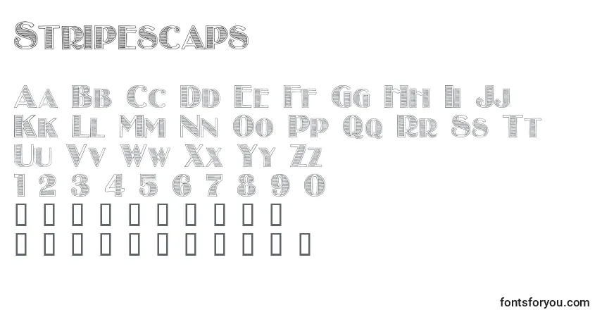 A fonte Stripescaps – alfabeto, números, caracteres especiais