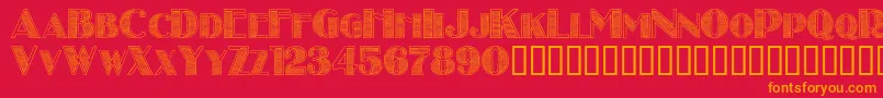 Stripescaps Font – Orange Fonts on Red Background