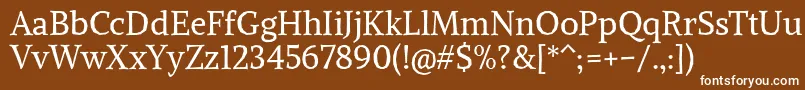 AlikeangularRegular-Schriftart – Weiße Schriften auf braunem Hintergrund