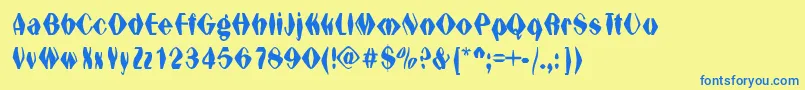 Hexadonald-Schriftart – Blaue Schriften auf gelbem Hintergrund