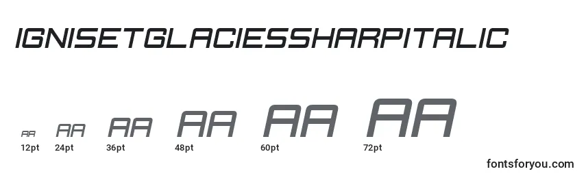 Размеры шрифта IgnisEtGlaciesSharpItalic