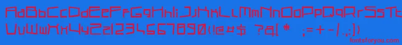 Cubicsub-Schriftart – Rote Schriften auf blauem Hintergrund