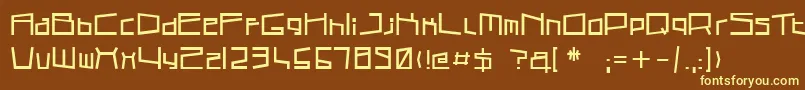 Cubicsub-fontti – keltaiset fontit ruskealla taustalla