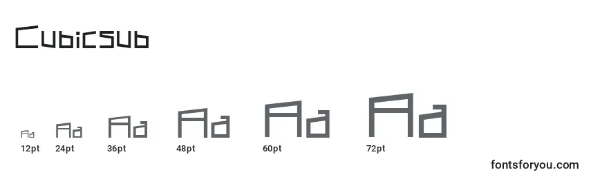Размеры шрифта Cubicsub