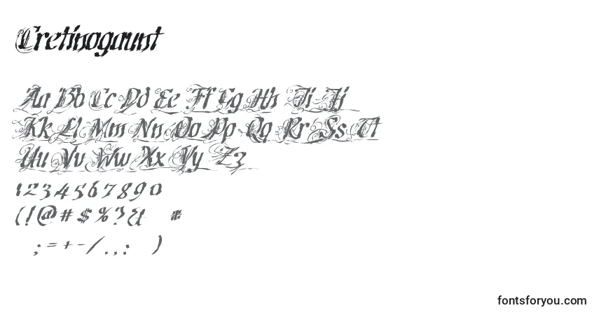 Schriftart Cretinogaunt – Alphabet, Zahlen, spezielle Symbole