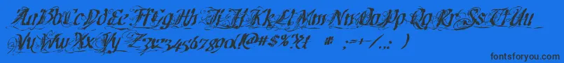 Cretinogaunt-Schriftart – Schwarze Schriften auf blauem Hintergrund