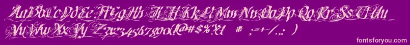 Cretinogaunt-Schriftart – Rosa Schriften auf violettem Hintergrund