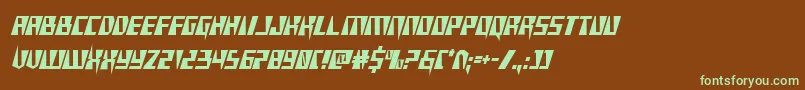 フォントXracercond – 緑色の文字が茶色の背景にあります。