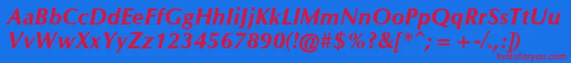 OrionBoldItalic Font – Red Fonts on Blue Background