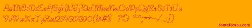 BernardoBeveled-Schriftart – Rote Schriften auf orangefarbenem Hintergrund