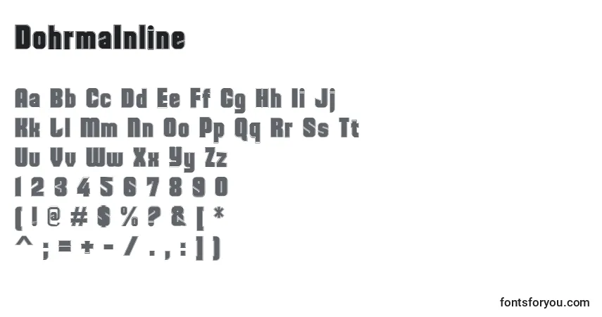 Czcionka DohrmaInline – alfabet, cyfry, specjalne znaki