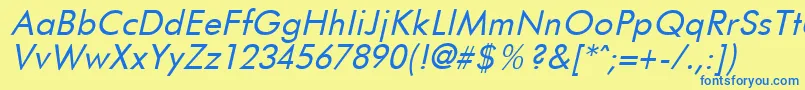 Czcionka FuturistItalic – niebieskie czcionki na żółtym tle