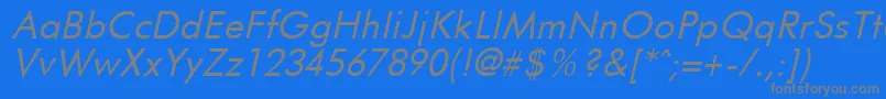 FuturistItalic-Schriftart – Graue Schriften auf blauem Hintergrund