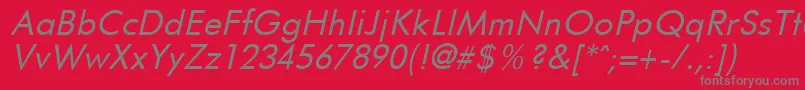 FuturistItalic-Schriftart – Graue Schriften auf rotem Hintergrund