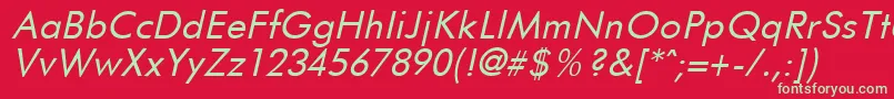 FuturistItalic Font – Green Fonts on Red Background