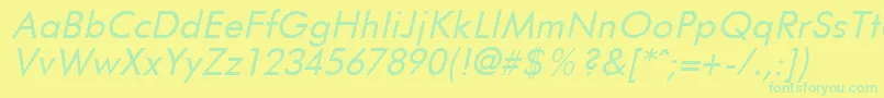 FuturistItalic Font – Green Fonts on Yellow Background